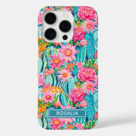 Funda iPhone 16 Pro Modern Colorful Blooming Cacti Personalized