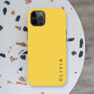 Funda iPhone 16 Pro Modern Mustard Nombre simple Minimalista amarill