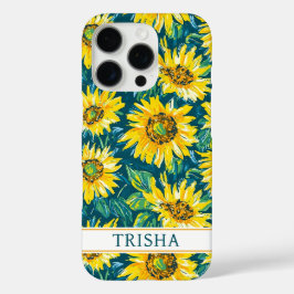 Funda iPhone 16 Pro Modern Sunflowers Monogrammed