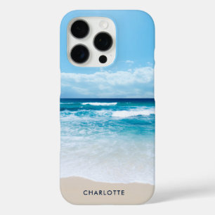 Funda iPhone 16 Pro Moderna playa de arena tropical personalizada