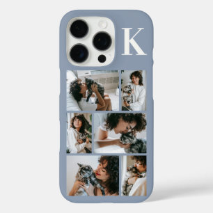 Funda iPhone 16 Pro Moderno 6 Foto de Mascota Azul Polvoriento
