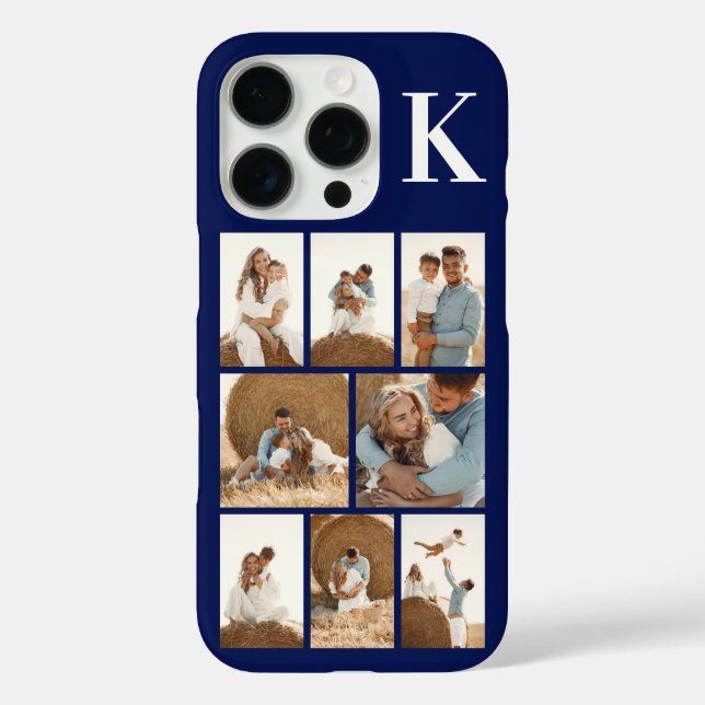 Funda iPhone 16 Pro Moderno 8 Foto Azul Marino (Reverso )
