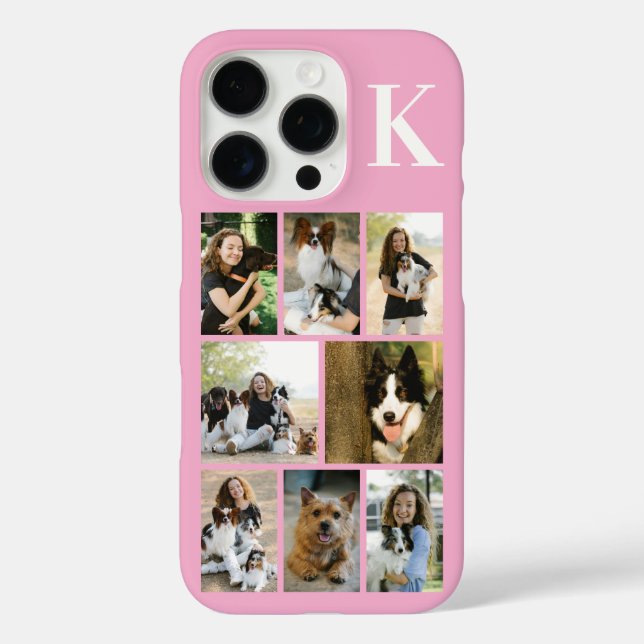Funda iPhone 16 Pro Moderno Foto Rosa 8 Mascotas (Reverso )