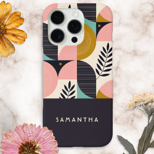 Funda iPhone 16 Pro Moderno Geométrico Boho Personalizado de Mediados 