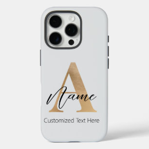Funda iPhone 16 Pro Moderno Monogramado Inicial A & Name Personalizado