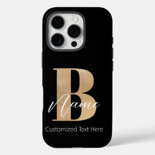 Funda iPhone 16 Pro Moderno Monogramado Inicial B & Name Personalizado
