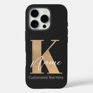 Funda iPhone 16 Pro Moderno Monogramado inicial K & Name personalizado