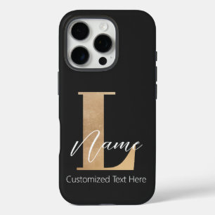 Funda iPhone 16 Pro Moderno Monogramado inicial L & Name Personalizado
