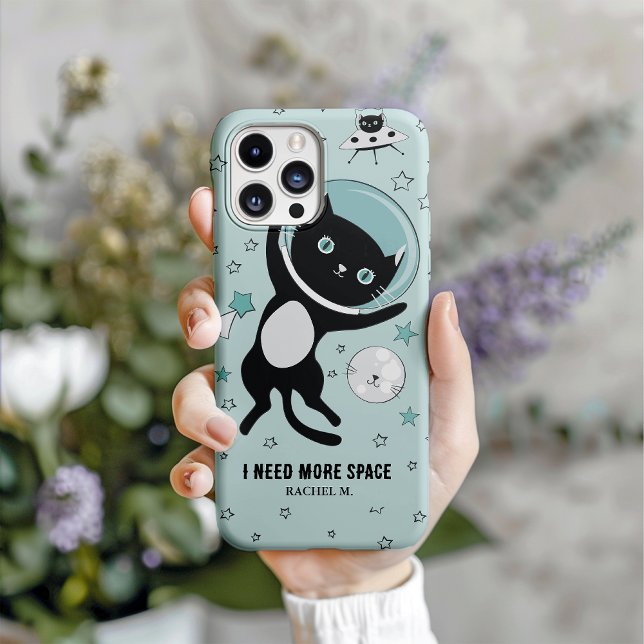 Funda iPhone 16 Pro Moderno Necesito más espacio Personalizado de gato (Show your friends what a trendsetter you. Also a really out of this world gift option.)