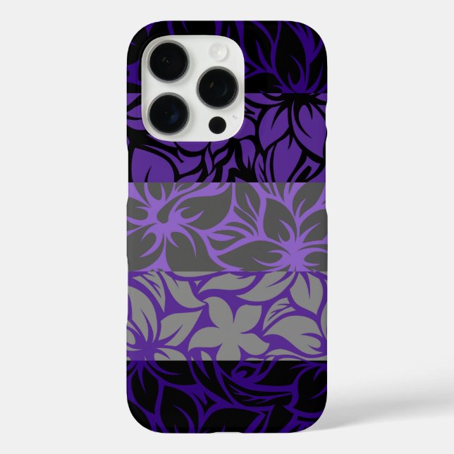 Funda iPhone 16 Pro Moloaa Bay Hawaiian Striped Hibiscus Puple (Reverso )