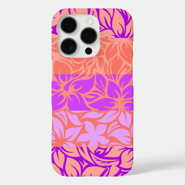 Funda iPhone 16 Pro Moloaa Bay Hawaiian Striped Hibiscus Violet (Reverso )