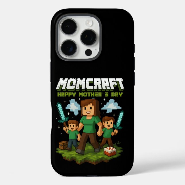 Funda iPhone 16 Pro Momcraft Happy Mother Day Funny Gamer Mom (Reverso )