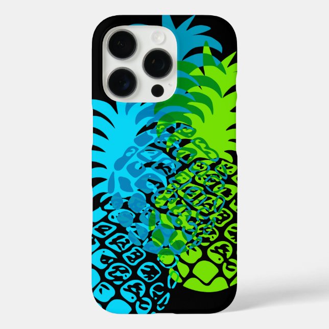 Funda iPhone 16 Pro Momona Pineapple Hawaiano Tropical Verde azulado (Reverso )