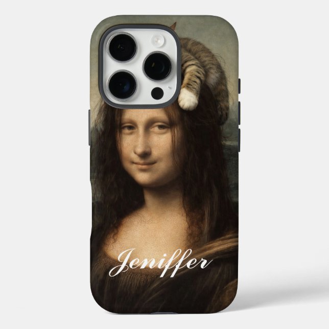 Funda iPhone 16 Pro Mona Lisa With Sleeping Cat                        (Reverso )