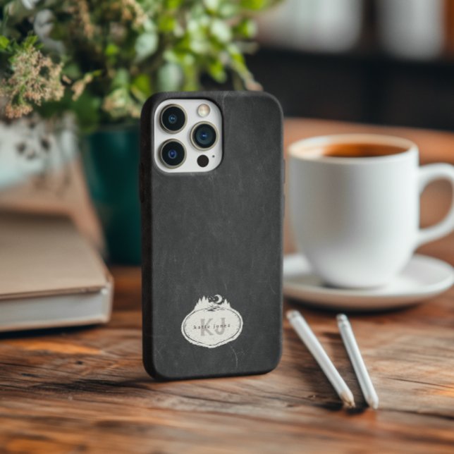 Funda iPhone 16 Pro Monogram Nature Stamp | Custom Name (Subido por el creador)