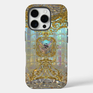 Funda iPhone 16 Pro Monograma barroco elegante de Morshnette