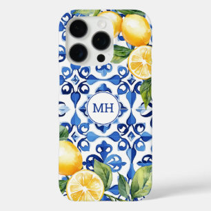 Funda iPhone 16 Pro Monograma Cítricos Limón Fruta Elegante Mediterrán