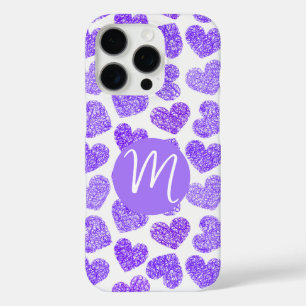 Funda iPhone 16 Pro Monograma de El día de San Valentín cardíaco pulid
