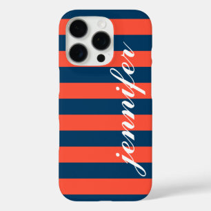 Funda iPhone 16 Pro Monograma de escritura Personalizado de franjas co