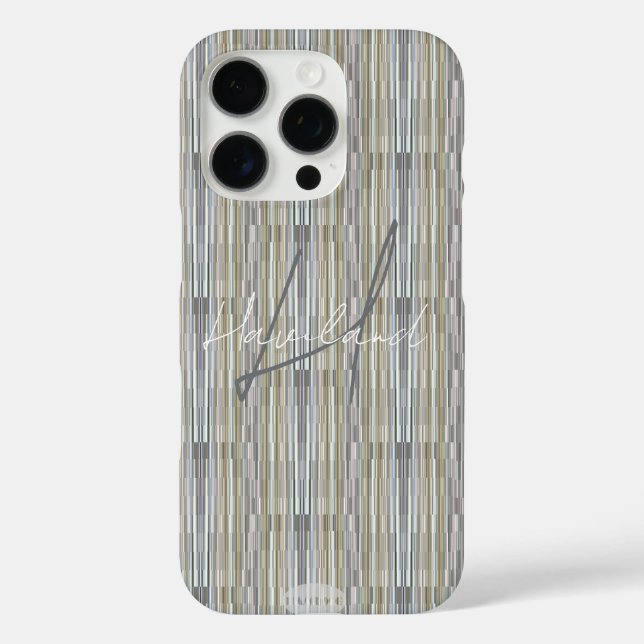 Funda iPhone 16 Pro Monograma de gradiente de oro gris HAMbWG (Reverso )
