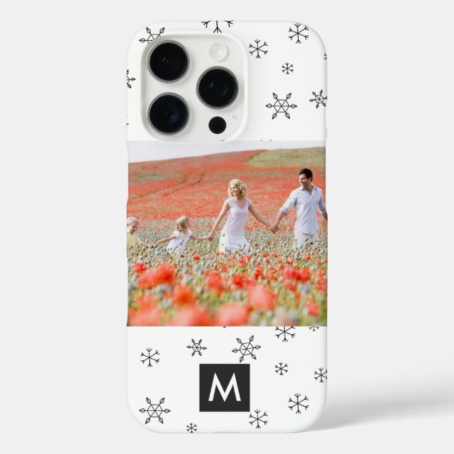 Funda iPhone 16 Pro Monograma de Navidades de fotografía personalizado (Reverso )