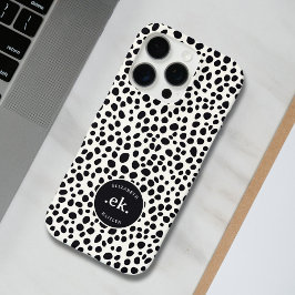 Funda iPhone 16 Pro Monograma de Patrón Abstracto de Perro Dalmata