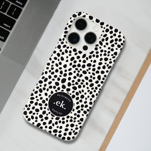 Funda iPhone 16 Pro Monograma de Patrón Abstracto de Perro Dalmata