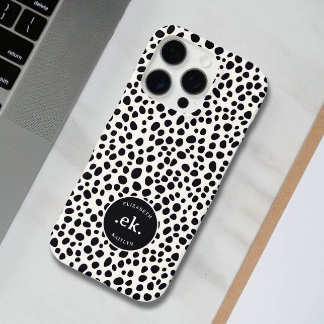 Funda iPhone 16 Pro Monograma de Patrón Abstracto de Perro Dalmata (Subido por el creador)