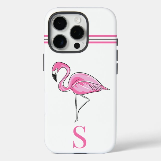 Funda iPhone 16 Pro Monograma Flamingo Rosa (Reverso )