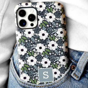 Funda iPhone 16 Pro Monograma Floral Marina