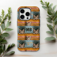 Monograma Gatitos Lindos Tejidos Personalizados Fe