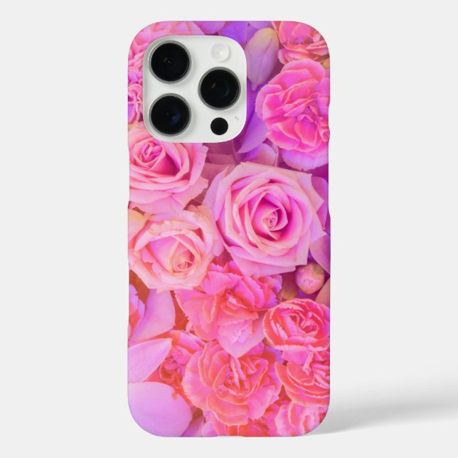 Funda iPhone 16 Pro Monograma moderno de acuarela floral floja rosa (Reverso )