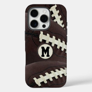 Funda iPhone 16 Pro Monograma moderno Fútbol gráfico