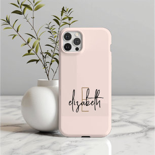 Funda iPhone 16 Pro Monograma Nombre Oro rosa Moderno