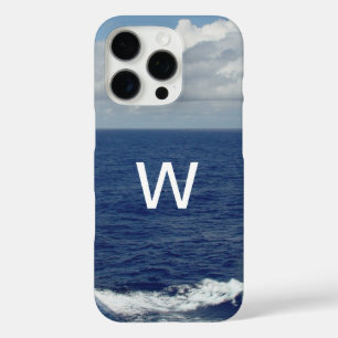 Funda iPhone 16 Pro Monograma Océano Azul Nubes Esponjosas