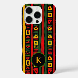 Funda iPhone 16 Pro Monograma Verde Rojo Amarillo Negro Mes de Histori