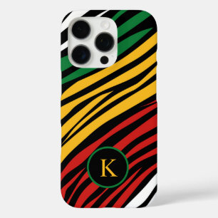 Funda iPhone 16 Pro Monograma Verde Rojo Amarillo Negro Mes de Histori