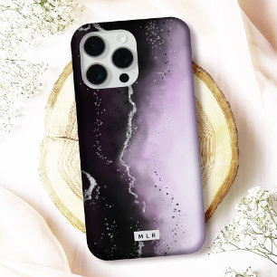 Funda iPhone 16 Pro Moody Ombre Gradiente púrpura Trendy Monogramado