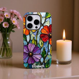 Funda iPhone 16 Pro Mosaico floral de vidrio Vivid Sed