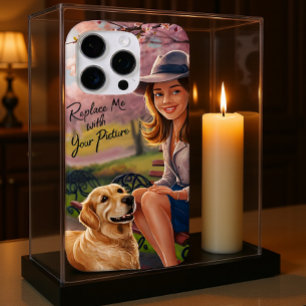 Funda iPhone 16 Pro Mujer Perro Banco del Parque Retrato