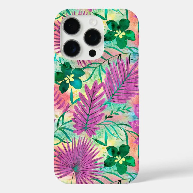 Funda iPhone 16 Pro Nalani Hawaiian Tropical Garden Fuchsia (Reverso )