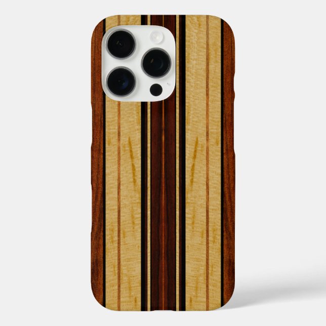 Funda iPhone 16 Pro Nalu Hou Faux Koa Surfboard (Reverso )
