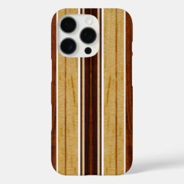 Funda iPhone 16 Pro Nalu Hou Faux Koa Wood Surfboard White