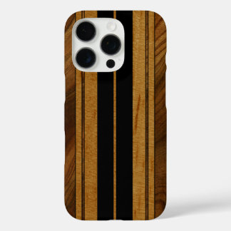 Funda iPhone 16 Pro Nalu Mua Faux Koa Wood Surfboard Black