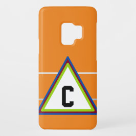 Funda iPhone 16 Pro Naranja monogramado Verde Azul geométrico