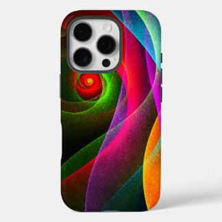 Funda iPhone 16 Pro Naranja Verde Rojo Patrón de arte abstracto modern