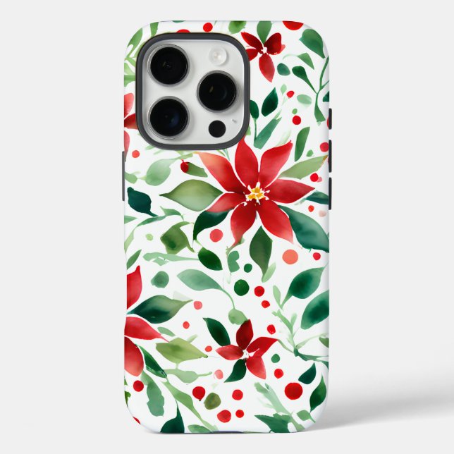 Funda iPhone 16 Pro Navidades rojos/verdes Flores para iPhone / iPad e (Reverso )