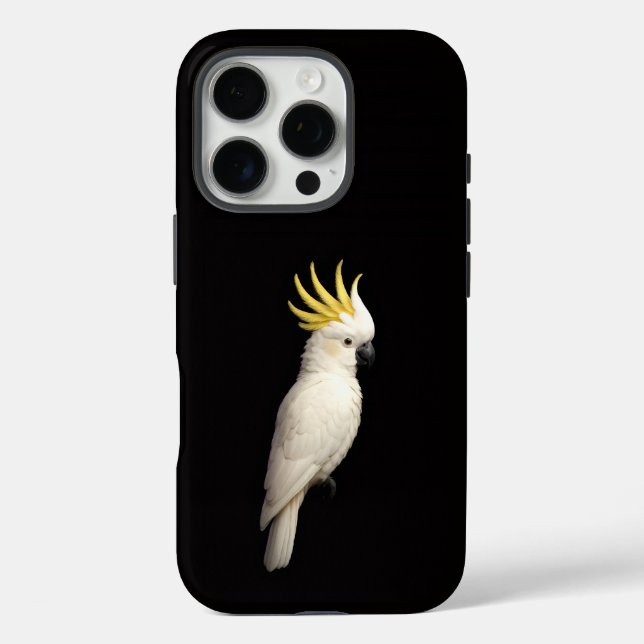 Funda iPhone 16 Pro Negro 4 Luxe iPhone 16 Pro, Cacatúa Crestada  (Reverso )
