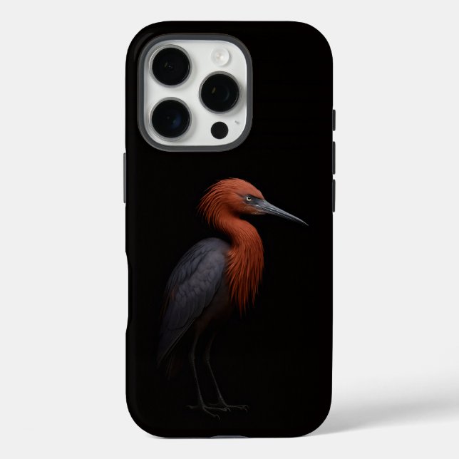 Funda iPhone 16 Pro Negro 4 Luxe iPhone 16 Pro, Garza rojiza (Reverso )