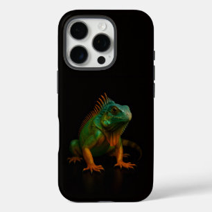 Funda iPhone 16 Pro Negro 4 Luxe iPhone 16 Pro, Iguana Verde